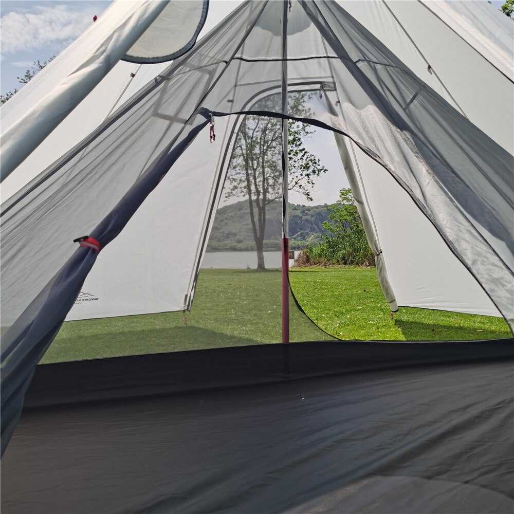 Cheap Goat Tents Winter Ultralight Outdoor Camping Teepee 210T Plaid Pyramid Tent with Snow Skirt Large Rodless Tent Backpacking Hiking Tents Tents 